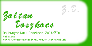 zoltan doszkocs business card
